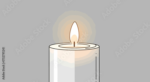 Glowing Candle Flame Creates Warm Atmosphere Simple Illustration