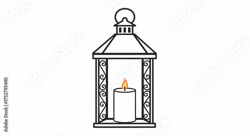 Wallpaper Mural Vintage Lantern With Candlelight Decorative Element Isolated Illustration Torontodigital.ca