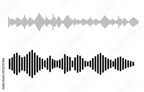 Black and White Sound Wave Visual Representation for Audio Analysis and Recording Applications in Technical and Scientific Fields