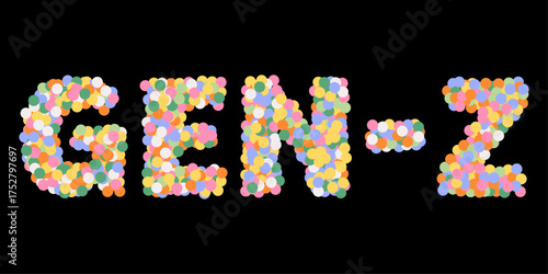 Gen z text made of colorful dots