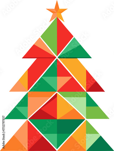 Geometric Christmas tree design , white background 