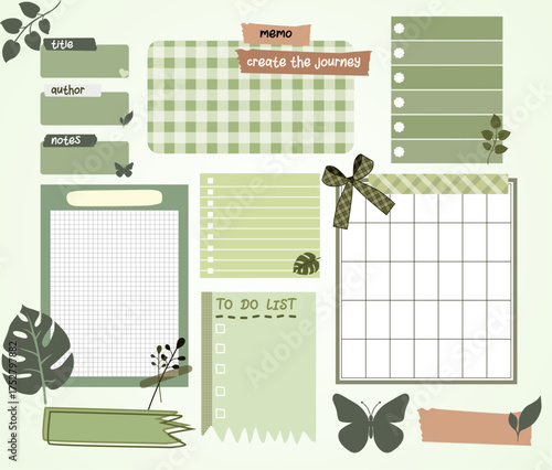 Collection of weekly or daily planner, note paper, to do list, stickers templates decorated by cute beauty cosmetic illustrations and trendy lettering. Trendy scheduler or organizer. Flat vector