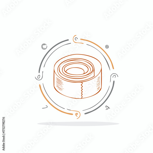 Rolled Medical Tape with Zigzag Edge Isometric View.