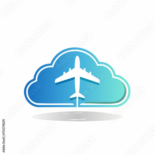 Sad Cloud Icon with Blue and Green Accents.