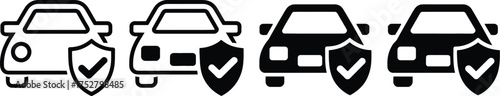 Vector art of car insurance concept, four car with shield