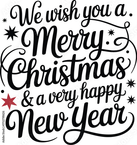 Merry christmas and happy new year wishes vector graphic