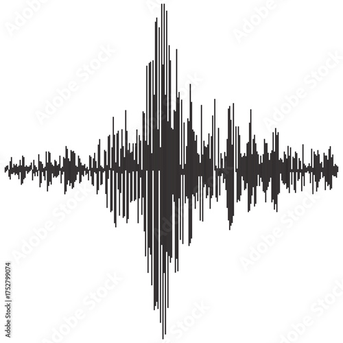 Seismograph Record Illustrating Earthquake Waves in Black and White Minimalist Style Presentation for Scientific and Technological Purposes