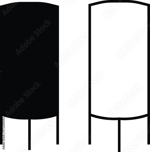 Lamp icon set in flat and outline styles. Table lamp silhouette symbols, home decoration and interior design elements, lighting fixture vectors illustration. Furniture for personal and commercial use.