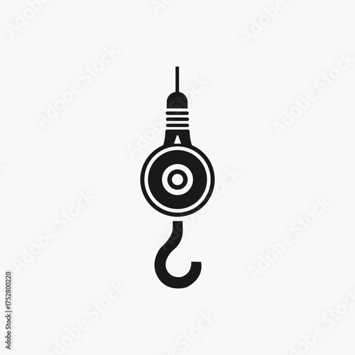 Winch hook, Hanging Scale, Crane hook, Pulley Icon vector