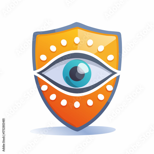 Shield with Eye Symbol Protection and Security Concept.