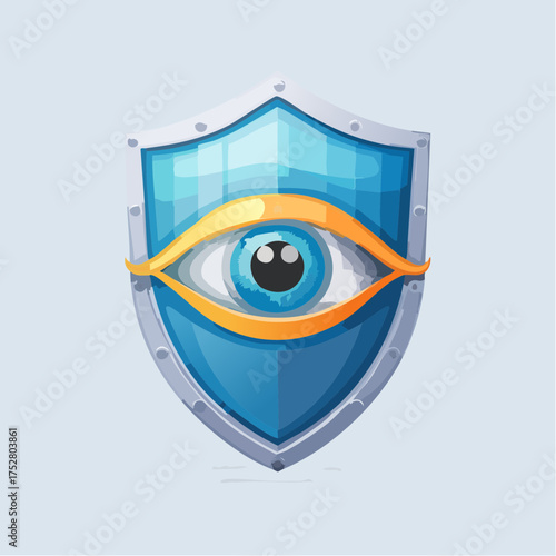 Shield with Eye Symbolizing Protection and Security.