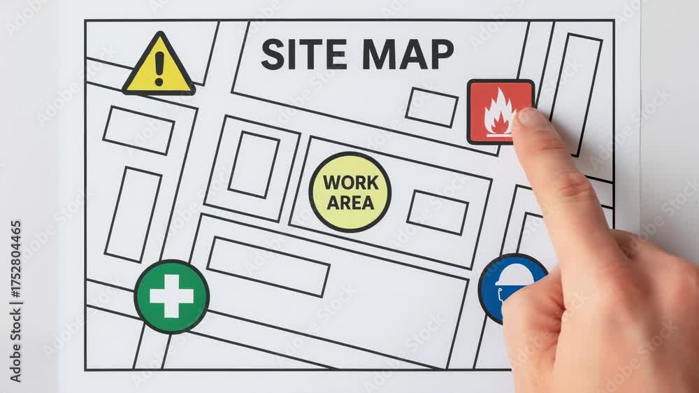 Site map work area accident prevention safety emergency plan with ...