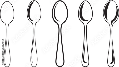 Minimalist vector illustration of a spoon in outline perfect for kitchen or food-related. Spoon icon sign illustration design.