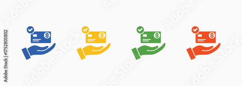 Credit Icon Set Color Multiple Style Collection