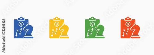 Financial Strategy Icon Set Color Multiple Style Collection