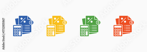 Tax Icon Set Color Multiple Style Collection