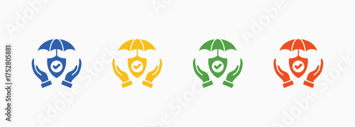 Insurance Icon Set Color Multiple Style Collection