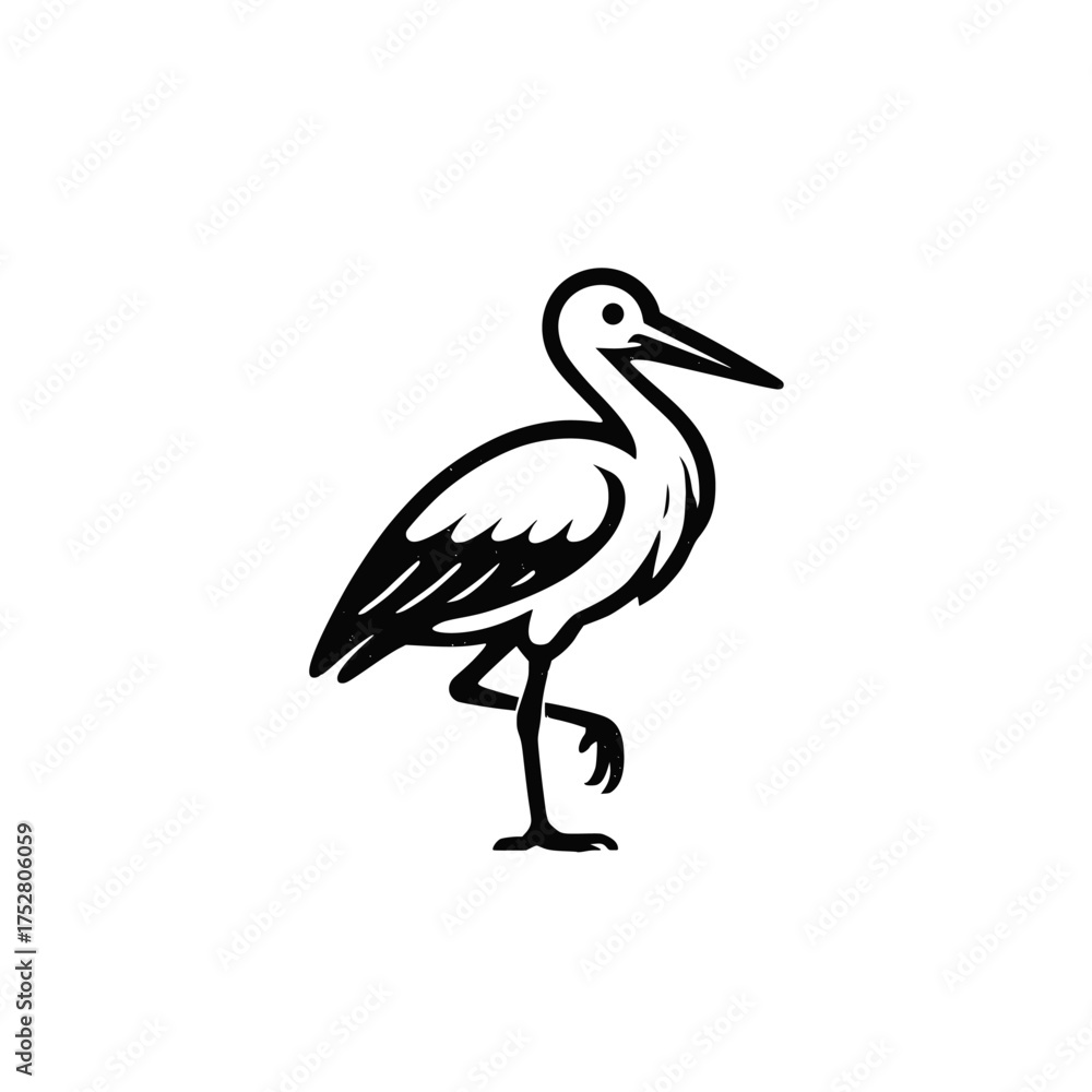 Fototapeta premium Stork vector illustration. Beautiful bird