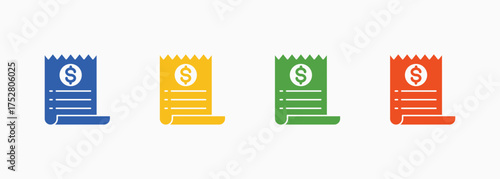 Bill Icon Set Color Multiple Style Collection