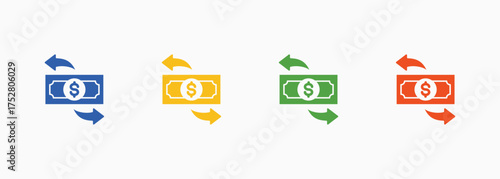 Money Transfer Icon Set Color Multiple Style Collection