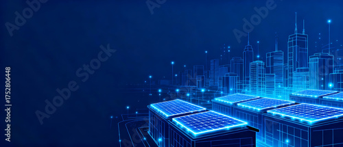    Future City Tech Building Night Scene   