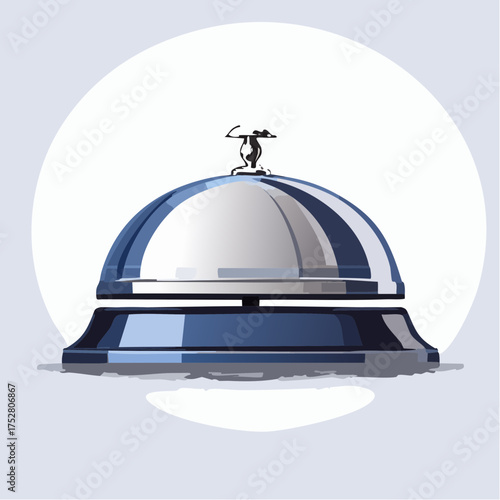 Shiny Silver Hotel Bell with Decorative Handle.