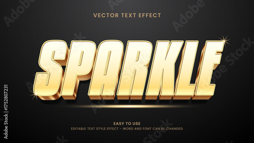 sparkle editable text effect 3d vector