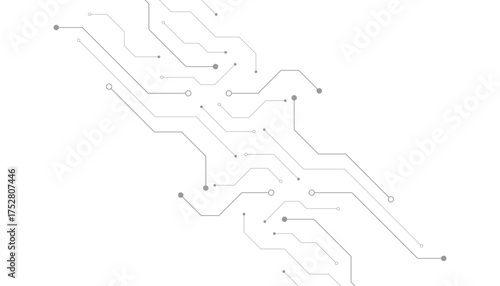 Vector Technology connected white lines and dots with electronics elements on tech bg. Digital technology futuristic internet network speed connection white background.