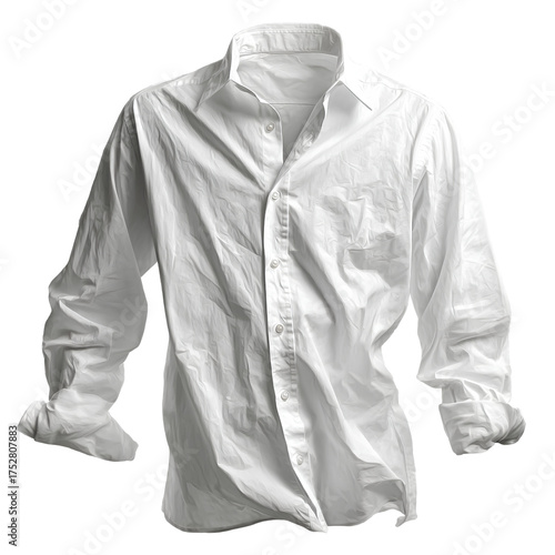 Wrinkled white shirt texture, semi-casual display, transparent background