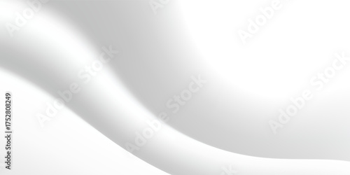white silk fabric background with liquid ripples effect. Realistic vector illustration of gray satin cloth texture with waves and folds.