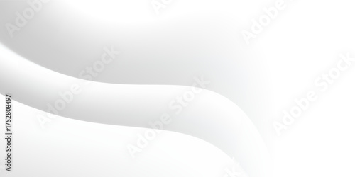 white silk fabric background with liquid ripples effect. Realistic vector illustration of gray satin cloth texture with waves and folds.