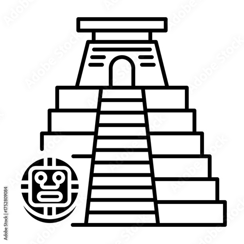 This Aztec Pyramid icon is suitable for Mexico Country, etc.