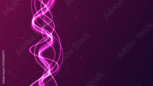 Futuristic Purple Vertical DNA Molecule Geometric Network Minimal Background.