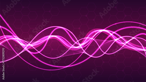 Futuristic Purple Vertical DNA Molecule Geometric Network Minimal Background.