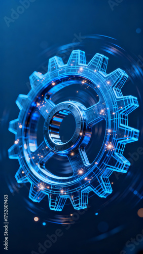 gears on blue background