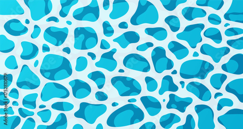 Blue ocean wave. Rippled water surface with sunlight reflecting. Top view. Beach, Ocean clean and deep water. Vector illustration