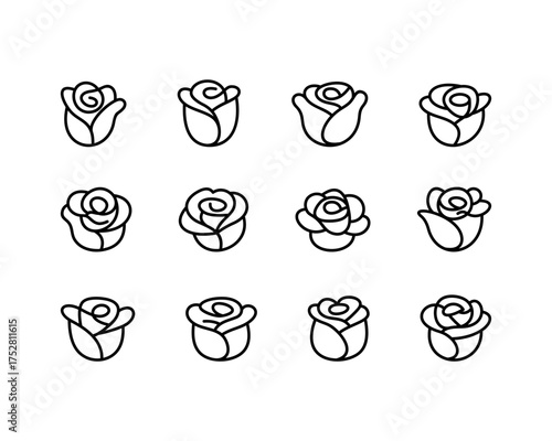 Rose Petals Vector Icon Set