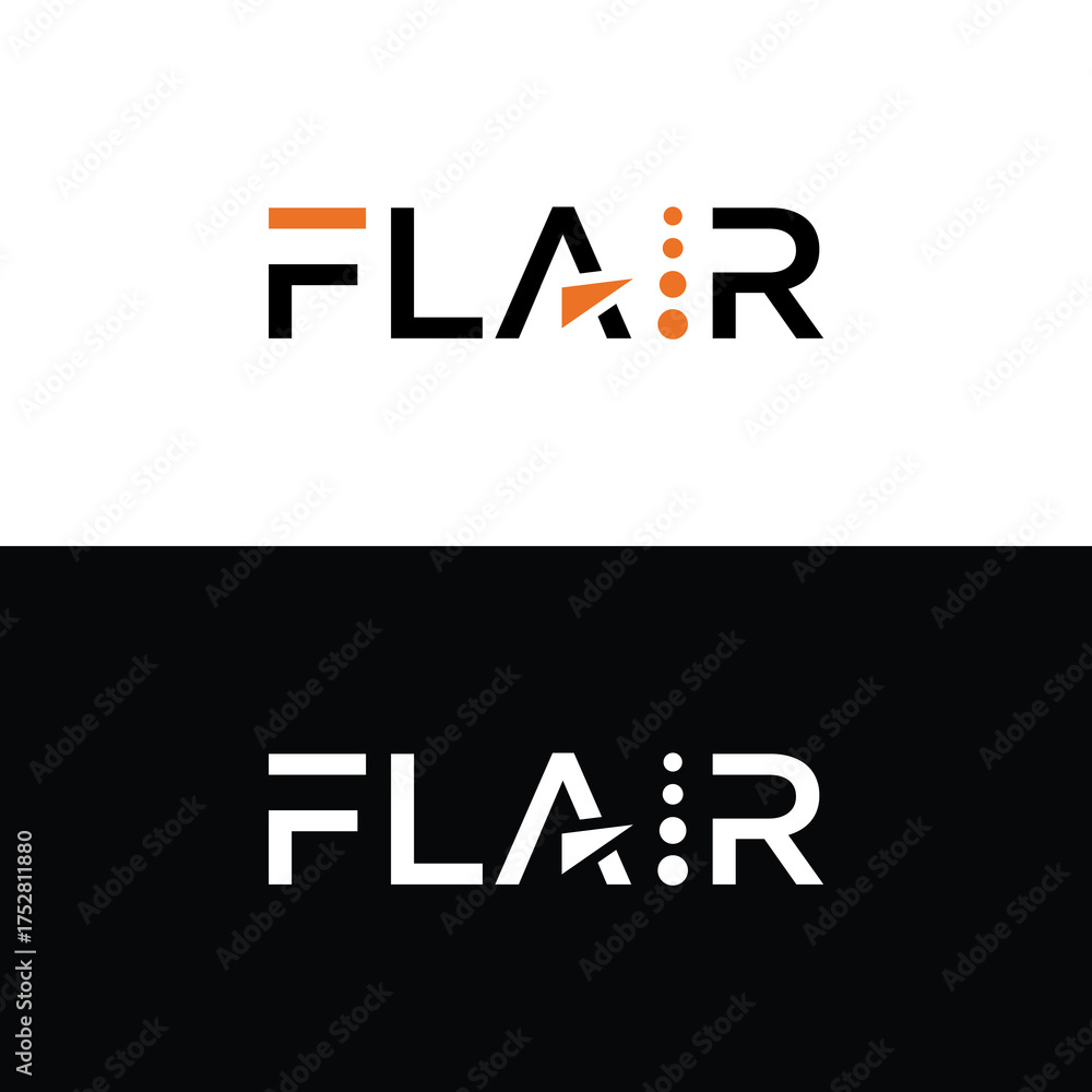 Fototapeta premium FLAIR Logo Design with Modern Typography and Arrow Elements