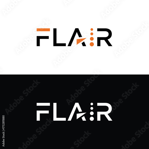 FLAIR Logo Design with Modern Typography and Arrow Elements