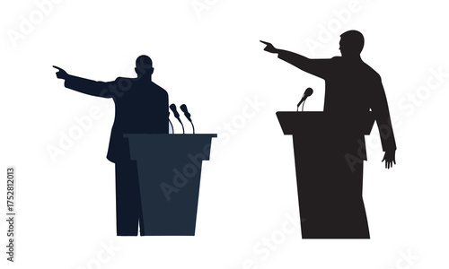 Political Speech Silhouette Vector | Public Speaker and Audience Illustration