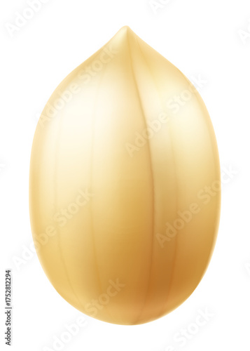 Peanuts isolated on white background. For packaging with peanut butter, a mixture of nuts. Vegetable protein for vegetarians, a healthy product. Realistic vector 3D illustration.