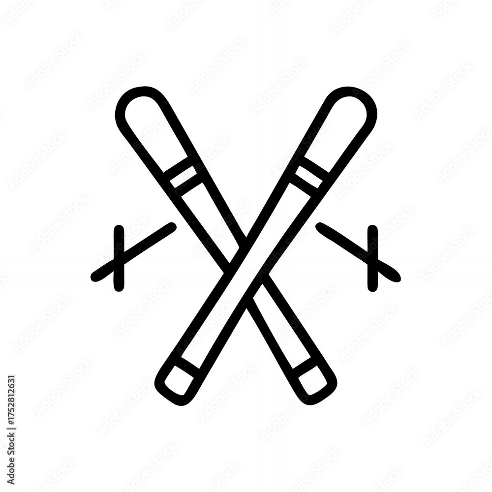 Obraz premium Skiing Adventure With Crossed Skis in a Snowy Landscape