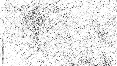 Grunge black texture with white scratch marks and grain noise for retro distressed design
