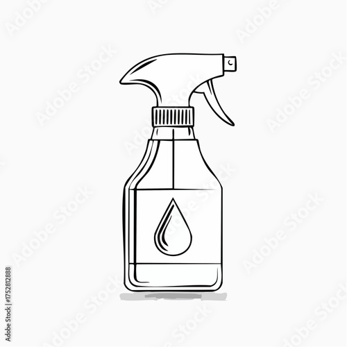 Simple Black and White Spray Bottle Illustration.