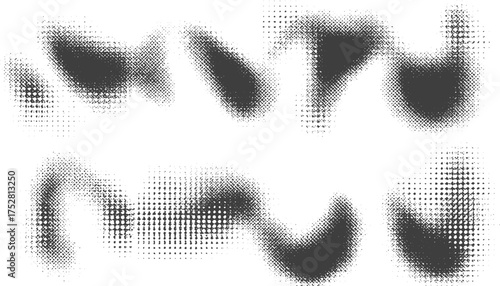 Minimal abstract halftone wave pattern with black dots forming zigzag shape on white background