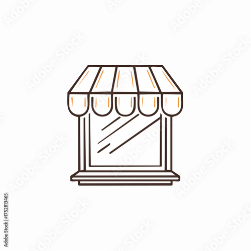 Simple Brown and Orange Shopfront Icon Illustration.