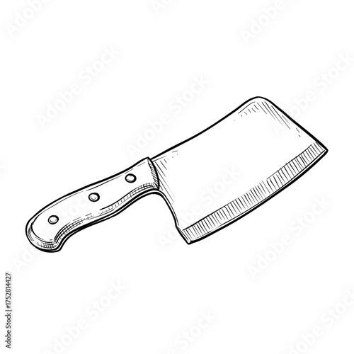 butcher knife vector line art hand drawn illustration