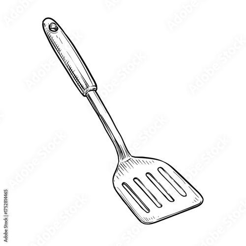 kitchen spatula vector line art hand drawn illustration
