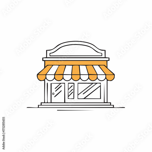 Simple Illustrated Shopfront with Orange and White Awning 1.