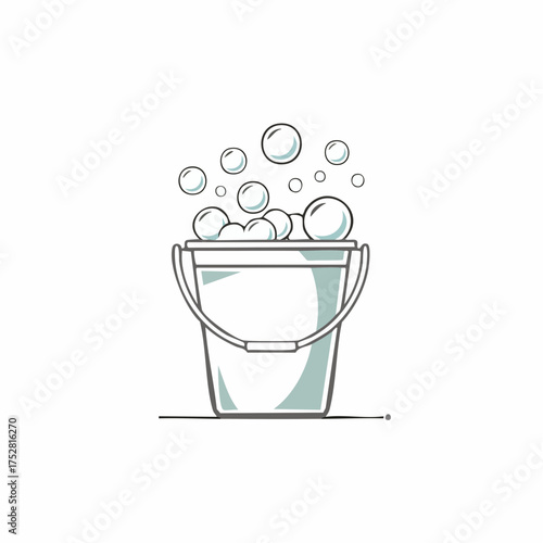 Simple Illustration of a Bucket Filled with Bubbles.